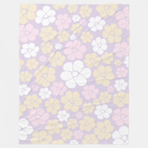 Couverture Polaire Fleur Motif - Pastel rose, jaune et violet