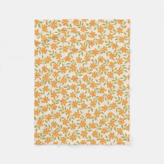 Couverture Polaire Fleur Orange Rétro 70s (Devant)