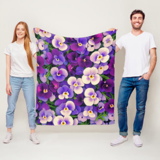 Couverture Polaire Fleur Pansy Violet
