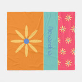 Couverture Polaire Fleur rétro de nom personnalisé (Devant (Horizontal))