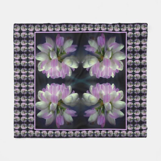 Couverture Polaire Fleur Rose Et Blanc Fermer Motif (Devant (Horizontal))