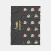 Couverture Polaire Fleur rose nom personnalisé gris (Devant)