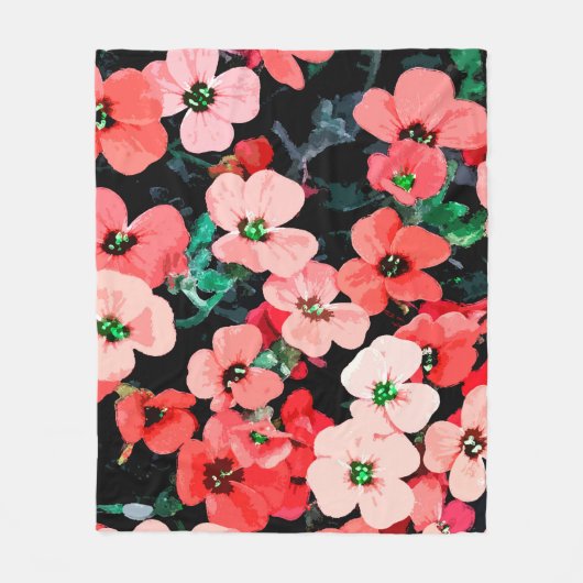 Couverture Polaire Fleur rouge aquarelle (Devant)