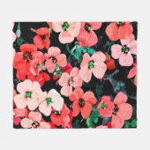 Couverture Polaire Fleur rouge aquarelle (Devant (Horizontal))