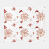 Couverture Polaire Fleur rouge avec étoiles Blanche polaire (Devant (Horizontal))