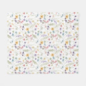 Couverture Polaire Fleur sauvage Aquarelle Et Motif Papillons (Devant (Horizontal))
