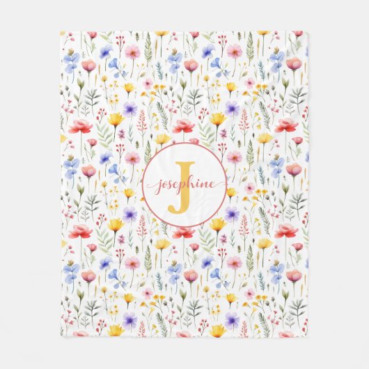 Couverture polaire Fleur sauvage aquarelle personn (Devant)