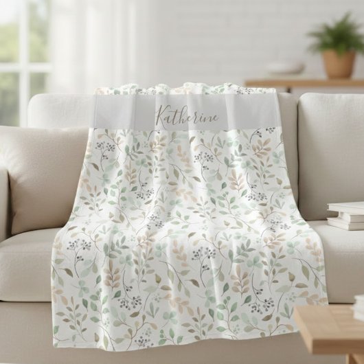 Couverture Polaire Fleur sauvage Boho Nom personnalisé