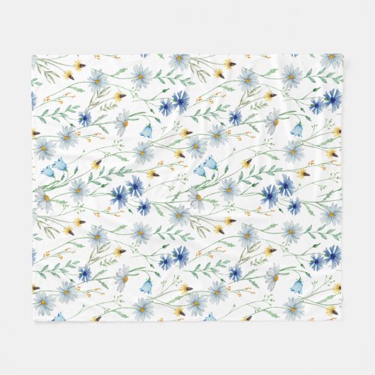 Couverture Polaire Fleur sauvage couleur bleu violet (Devant (Horizontal))