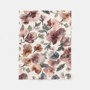 Couverture Polaire Fleur Sauvage de Prunier Aquarelle Jardin Botaniqu