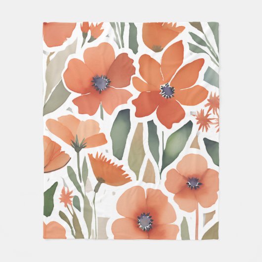 Couverture Polaire Fleur sauvage en terre cuite Boho rustique lancer  (Devant)