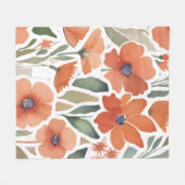 Couverture Polaire Fleur sauvage en terre cuite Boho rustique lancer  (Devant (Horizontal))