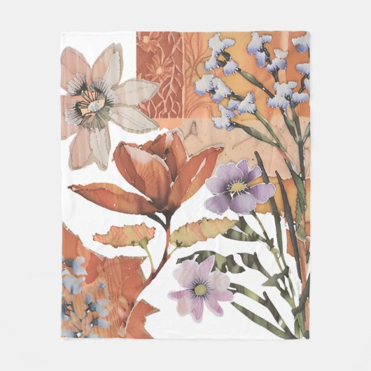 Couverture Polaire Fleur sauvage en terre cuite Boho rustique lancer (Devant)