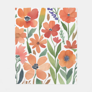 Couverture Polaire Fleur sauvage en terre cuite Boho rustique lancer