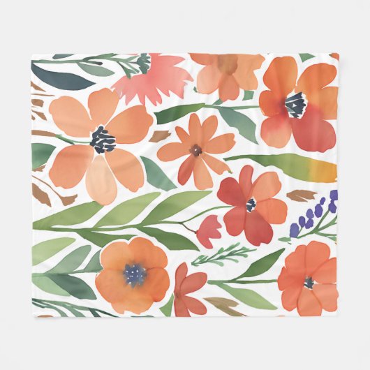 Couverture Polaire Fleur sauvage en terre cuite Boho rustique lancer (Devant (Horizontal))