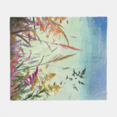 Couverture Polaire Fleur sauvage Et Étoiles (Devant (Horizontal))