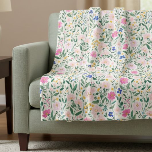 Couverture Polaire Fleur sauvage florale colorée