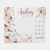 Couverture Polaire Fleur sauvage Jalon Blanche Bébé Fille Mois BlanK (Devant (Horizontal))