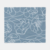 Couverture Polaire Fleur Sauvage Moderne Bleu Blanc (Devant (Horizontal))