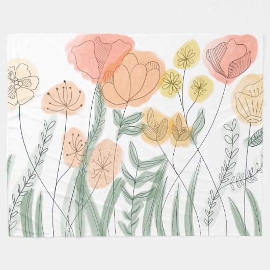 Couverture Polaire Fleur sauvage orange (Devant (Horizontal))