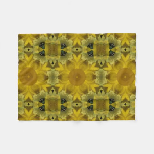 Couverture Polaire Fleur soleil éclate dorée (Devant (Horizontal))