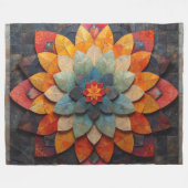 Couverture Polaire Fleur texturée Mandala Art (Devant (Horizontal))