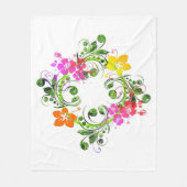 Couverture Polaire Fleur tropicale couronne hibiscus vert rose orange (Devant)