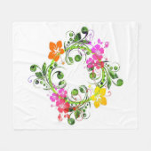 Couverture Polaire Fleur tropicale couronne hibiscus vert rose orange (Devant (Horizontal))