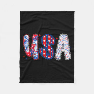 Couverture Polaire Fleur USA Coquette Bow Préparatoire 4 juillet