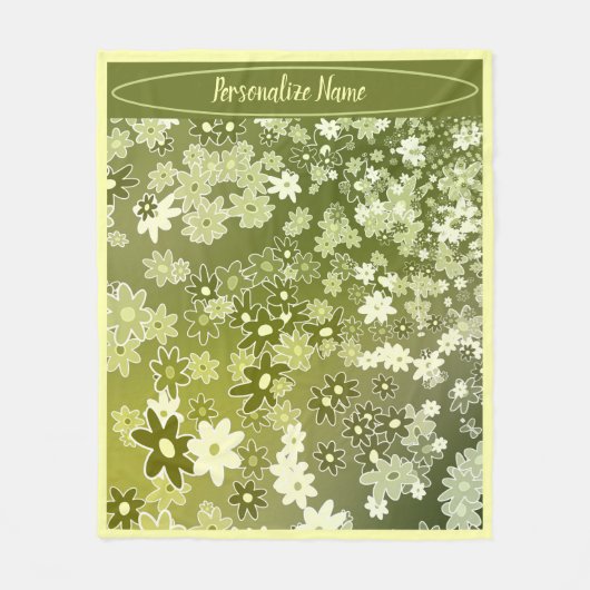 Couverture Polaire Fleur verte et Motif feuille Personnaliser (Devant)