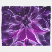 Couverture Polaire Fleur violette profonde fractale hypnotique (Devant (Horizontal))