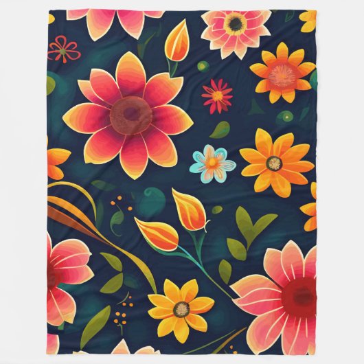 Couverture Polaire Fleurie Colorée (Devant)
