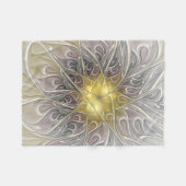 Couverture Polaire Fleurir Avec Or Moderne Fleur Abstraite Fractale (Devant (Horizontal))