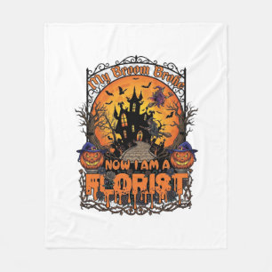 Couverture Polaire Fleuriste balai cassé sorcière Halloween citrouill