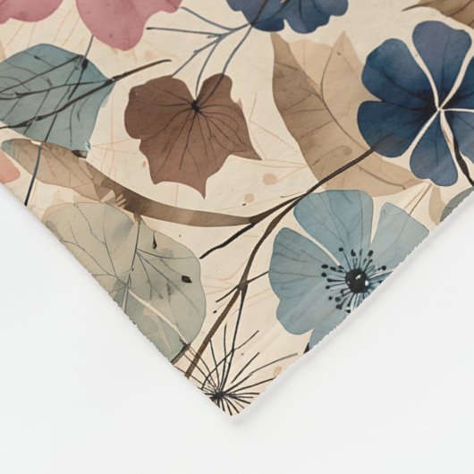 Couverture Polaire Fleurs 1950 en rose Dusty, bleu (Coin)