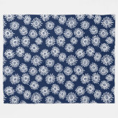 Couverture Polaire Fleurs à main - Blanc sur Bleu foncé 001744 (Devant (Horizontal))