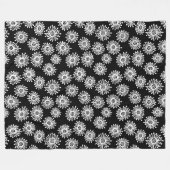 Couverture Polaire Fleurs à main - Blanc sur Noir (Devant (Horizontal))