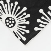 Couverture Polaire Fleurs à main - Blanc sur Noir (Coin)