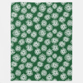 Couverture Polaire Fleurs à main - Blanc sur Vert foncé 02481c (Devant)