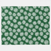 Couverture Polaire Fleurs à main - Blanc sur Vert foncé 02481c (Devant (Horizontal))