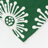 Couverture Polaire Fleurs à main - Blanc sur Vert foncé 02481c (Coin)
