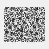 Couverture Polaire Fleurs à rayures noir et gris (Devant (Horizontal))