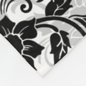Couverture Polaire Fleurs à rayures noir et gris (Coin)