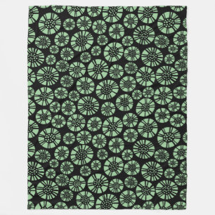 Couverture Polaire Fleurs Abstraites 031023 - Vert fané sur noir