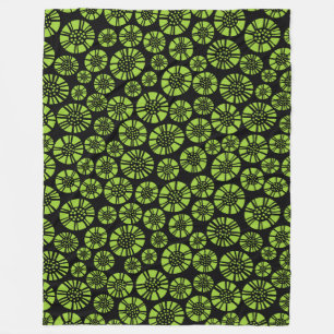 Couverture Polaire Fleurs Abstraites 031023 - Vert Martien sur Noir