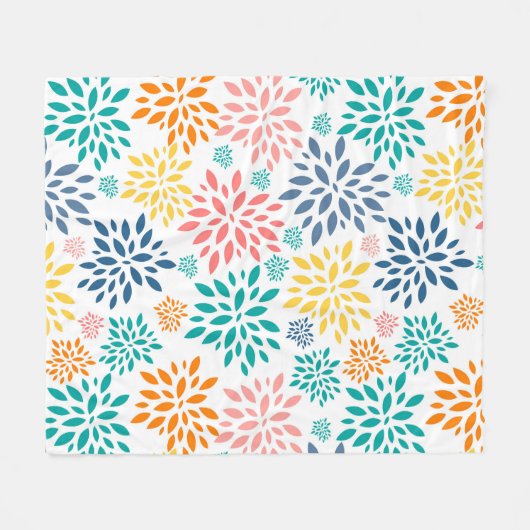 Couverture Polaire Fleurs abstraites colorées motif (Devant (Horizontal))