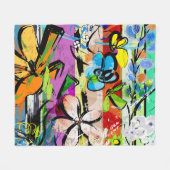 Couverture Polaire Fleurs Abstraites, Composition des lignes géométri (Devant (Horizontal))