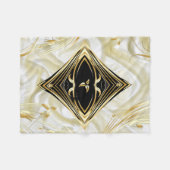 Couverture Polaire Fleurs Abstraites d'or & Noir sur soie Chamvolet (Devant (Horizontal))