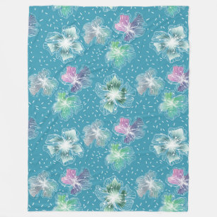Couverture Polaire Fleurs Abstraites sur de beaux tons bleu clair