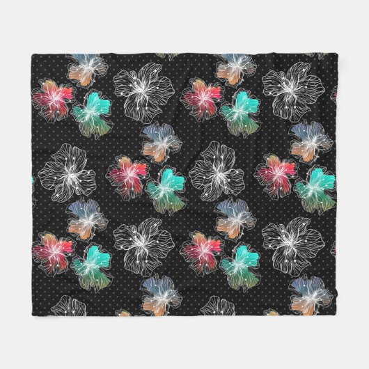 Couverture Polaire Fleurs alignées sans couture abstrait PA moderne (Devant (Horizontal))